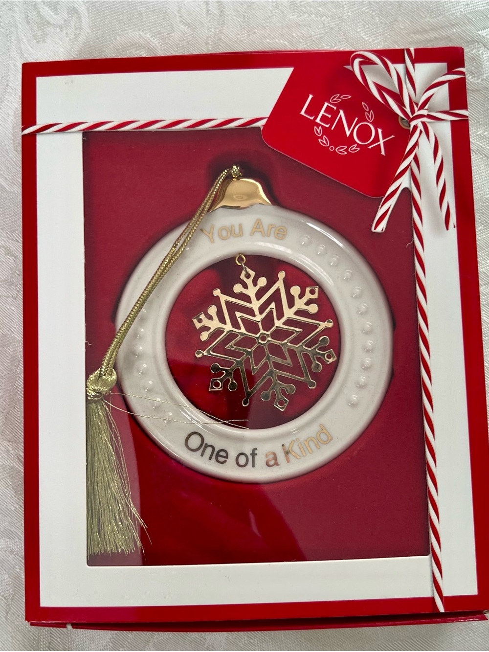 Lenox White and Gold 'You Are One of a Kind' Snowflake Ornament